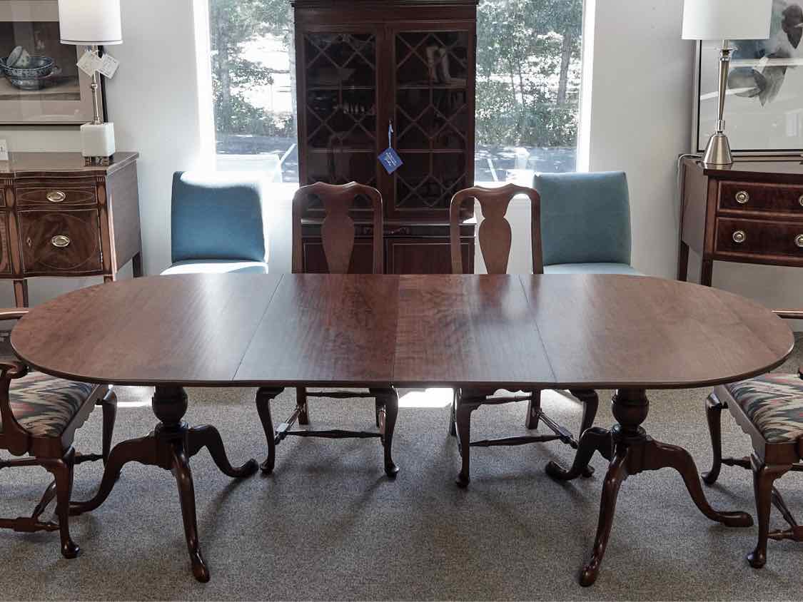 Eldred Wheeler Cherry Double Pedestal Dining Table & Set of Six Chairs