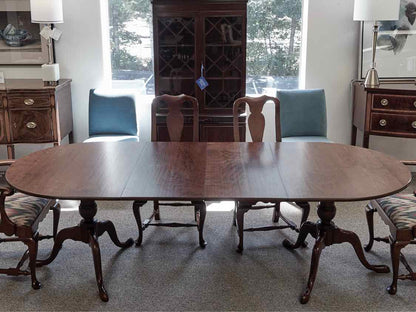Eldred Wheeler Cherry Double Pedestal Dining Table & Set of Six Chairs