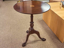 Inlaid Mahogany Tilt-Top Pedestal Accent Table