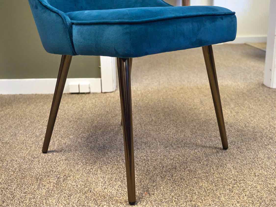 Set of 4 West Elm MCM Style Blue Performance Upholstered Dining Chairs
