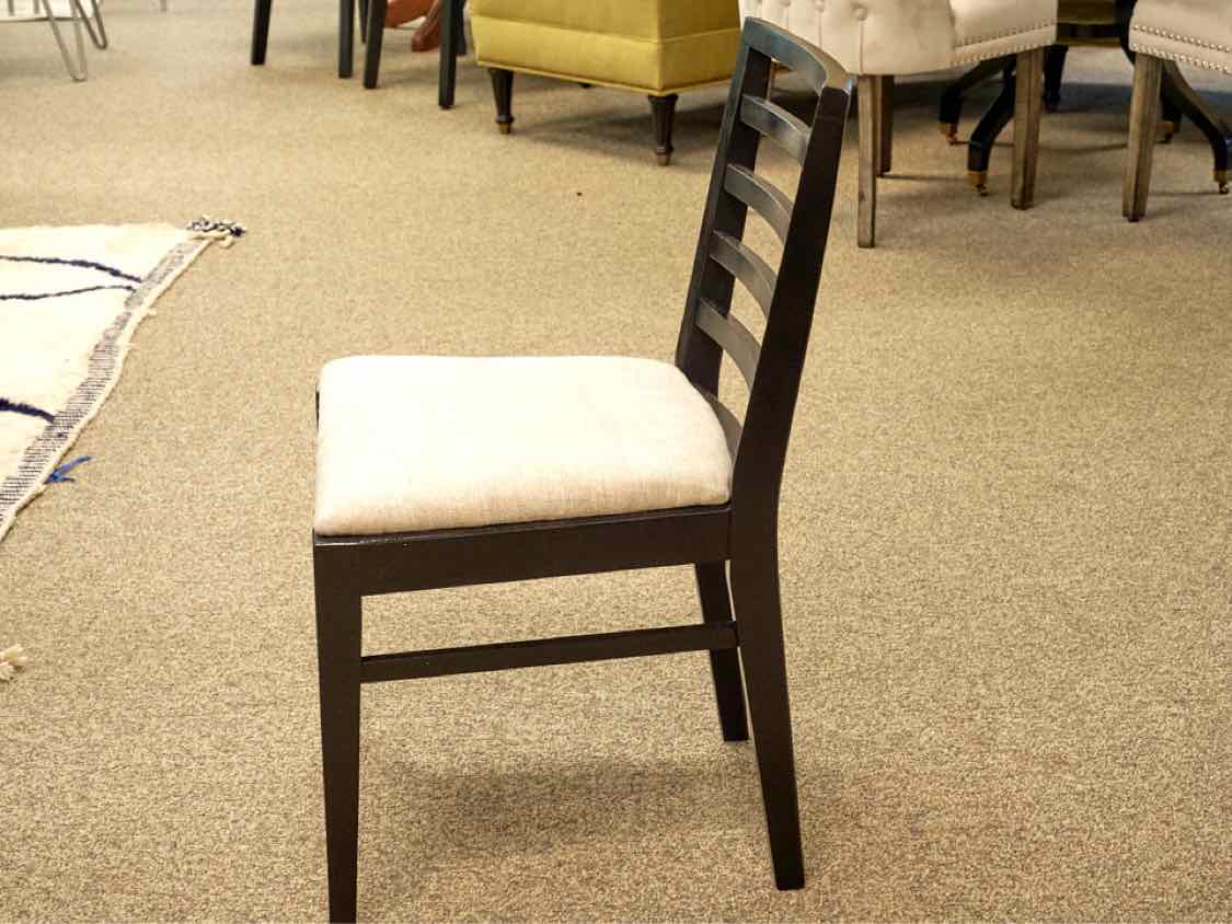 Set of Six MCM Dining Chairs in Black W/ Upholstered Seats