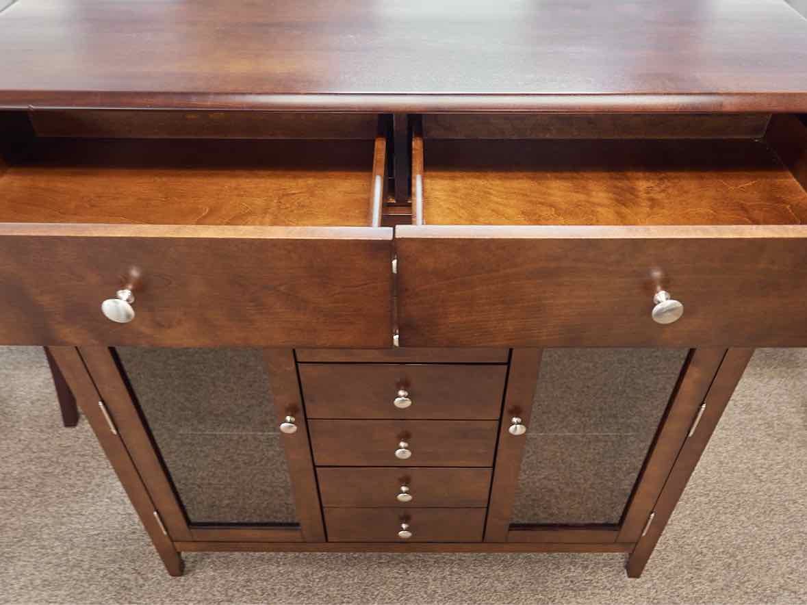 Bermex Display China Cabinet in Birch Wood Coffee Finish