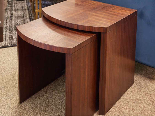 Ethan Allen Zebra Wood Nesting  Side Tables