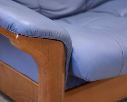 Stressless Paloma Blue Sparrow Sofa and Ottoman
