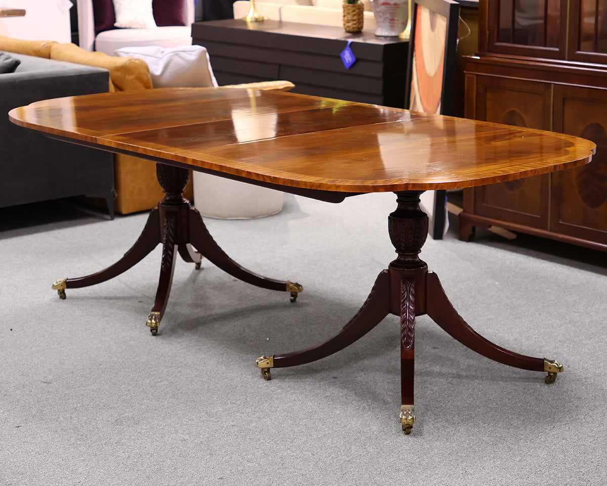 Baker Inlaid Dining Table With Two Leaves