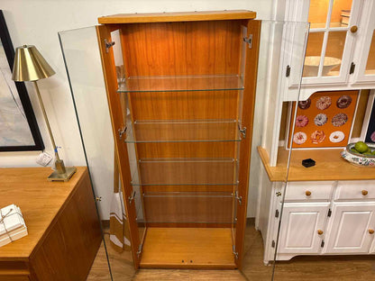 Lighted Teak Display Cabinet