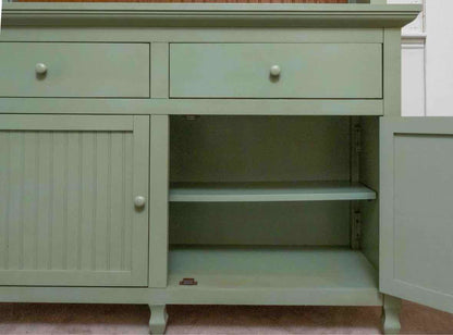 Sage Green Finish 4 Door 2 Drawer & Bead board   Hutch Cabinet