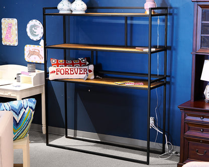Tall Rustic Wood and Metal Transitional Bookcase