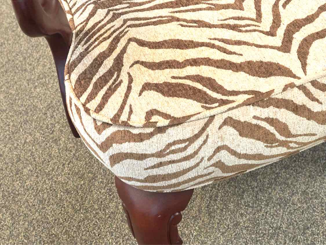 Best Chair Gooseneck  Queen Anne Arm Chair with Zebra Upholstery