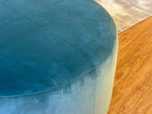 Round Teal Velvet Ottoman