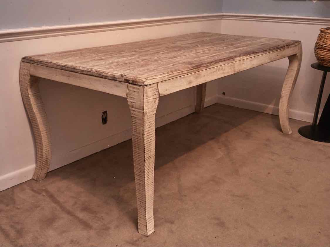 Solid Acadia Wood In White Washed Finish Dining Table