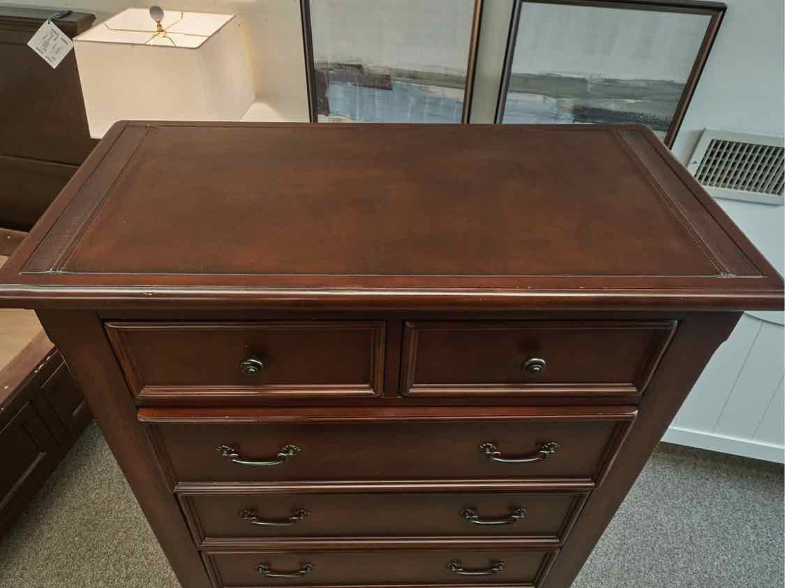 Tall Chest in Cherry Finish with Pewter Pulls