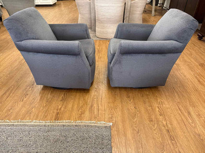 Flexsteel Pair of Charcoal Swivel Chairs w/ Ottoman