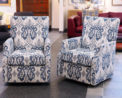 Pair of Arhaus Swivel Recliners