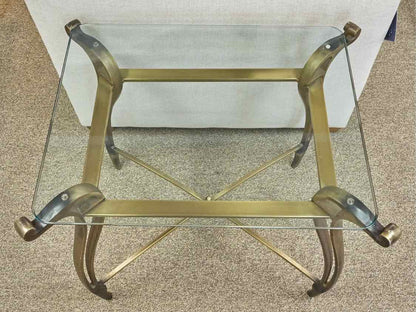 Bronze Iron Side Table with Glass Top