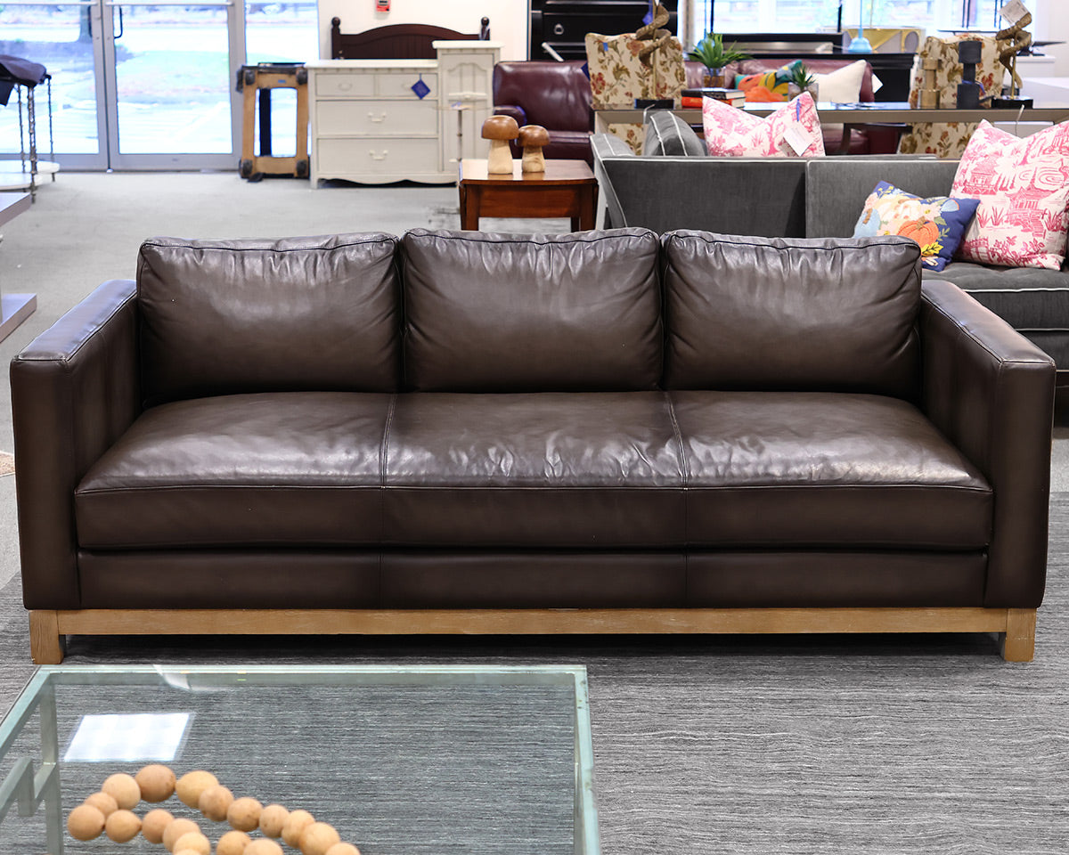 Pottery Barn Track Arm Leather Sofa