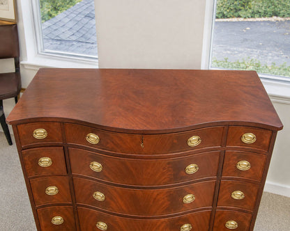 Baker "Historic Charleston" Mahogany Serpentine Bow Front Dresser W/Hepple Pulls