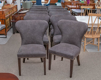 Set of 12 Camden Collection Charcoal Grey Bonded Leather Dining Chairs