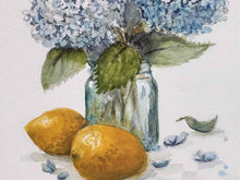 Double-Matted Print in Silver Frame "Hydrandea Lemons I"