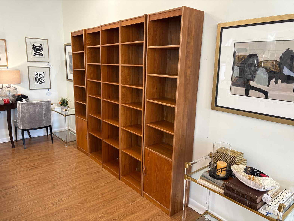 Set of Five Teak Finish Bookcases