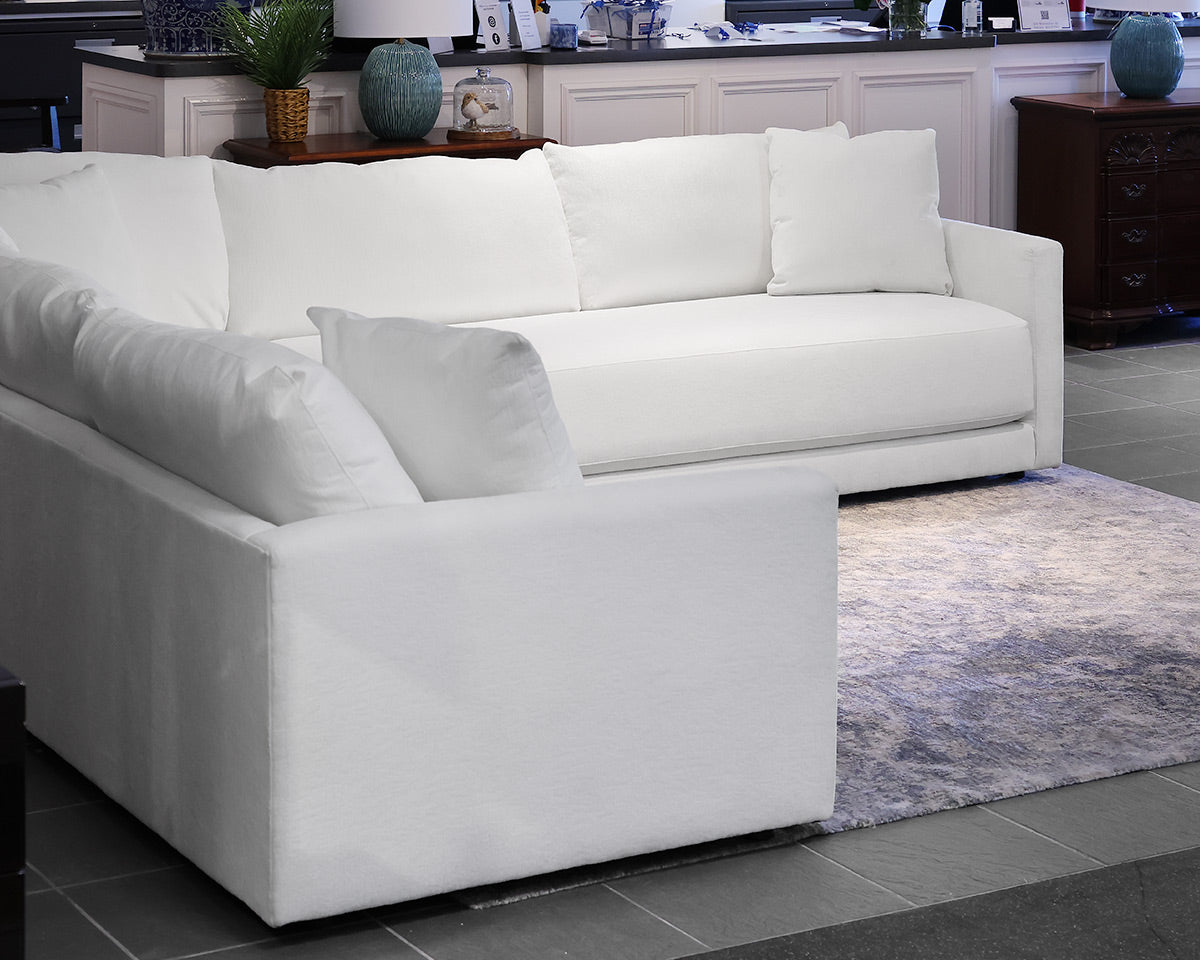Crate & Barrel Gather Deep 3-Piece Bench Seat Sectional in Icon White Chenille