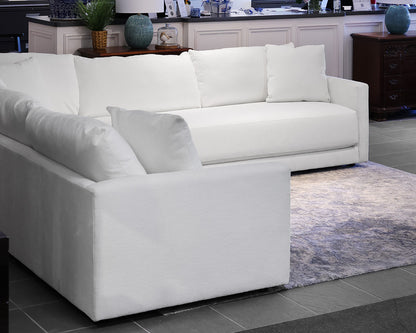 Crate & Barrel Gather Deep 3-Piece Bench Seat Sectional in Icon White Chenille
