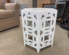 White Metal Hexagon Side Table