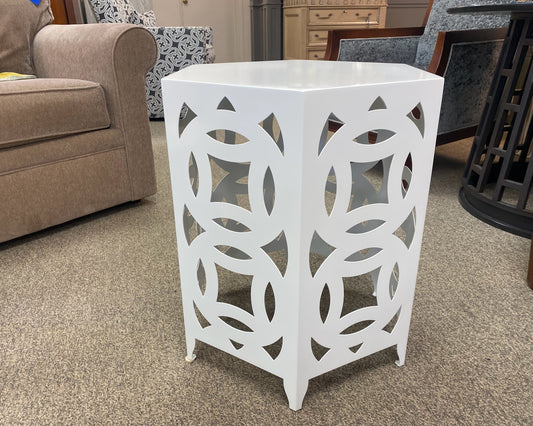 White Metal Hexagon Side Table