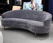 Kidney Sofa With Brushed Gold Tapered Metal Legs