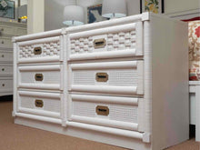 Dixie  White Wicker Weave 6 Drawer Dresser with Solid Brass Handles