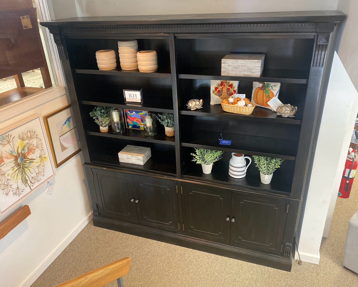 RH 'St. James' Oak with Black Stain 4 Piece Bookcase & 6 Adjustable Shelves