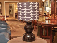 Wedge Gloss Black Ceramic Table Lamp & Pattern Shade