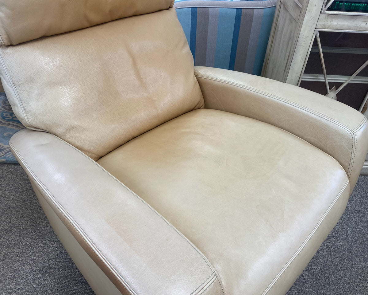 American Leather Sand Colored Leather Recliner/Swivel   Chair