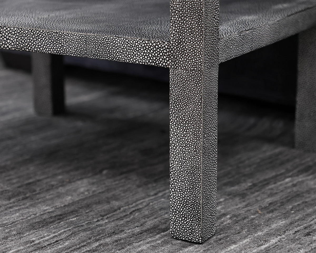 Amberly Nightstand in Faux Gray Shagreen, One Drawer. One Shelf
