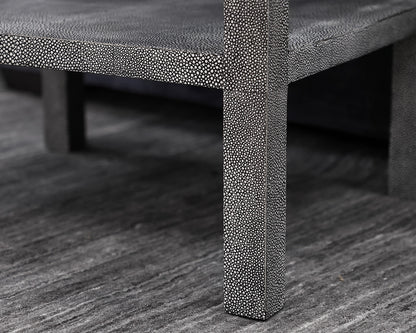 Amberly Nightstand in Faux Gray Shagreen, One Drawer. One Shelf