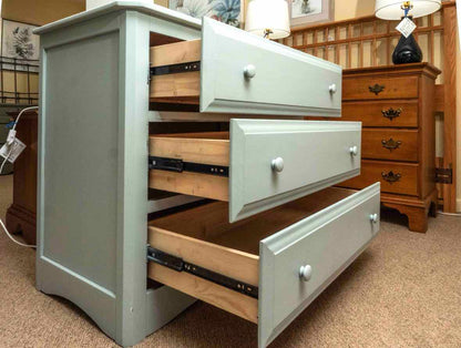 Ice Blue Finish 3 Drawer Dresser with Wood Knobs