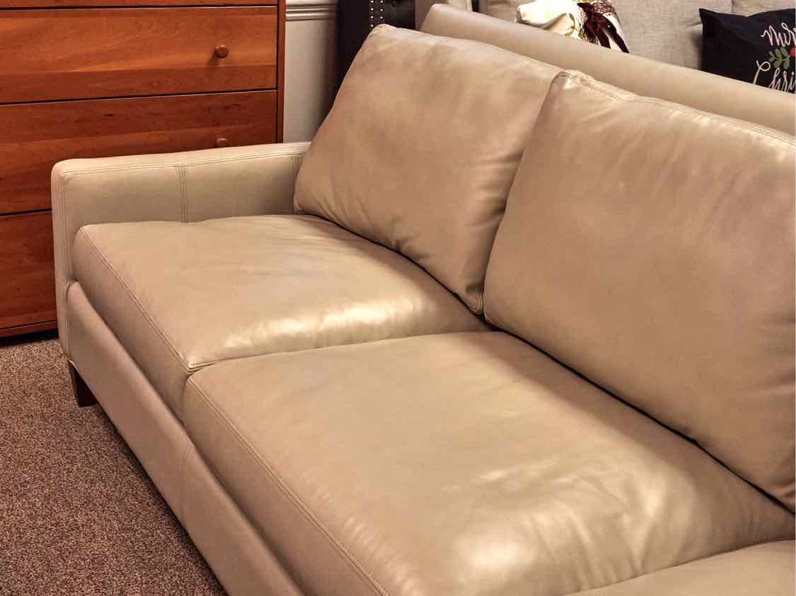Boston Interiors Leather Sofa in Light Gray