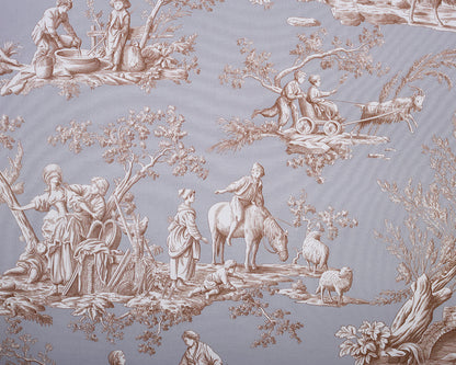 Custom Toile Fabric King Bed