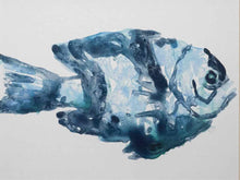 'Blue  Ocean Fish III' Print In White Frame
