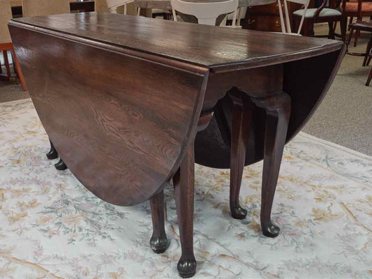 Solid Oak Drop Leaf Table W/ Mahogany Stain