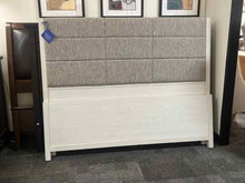 Smartstuff Whitewashed Oak Queen Bed w/ Grey Upholstery