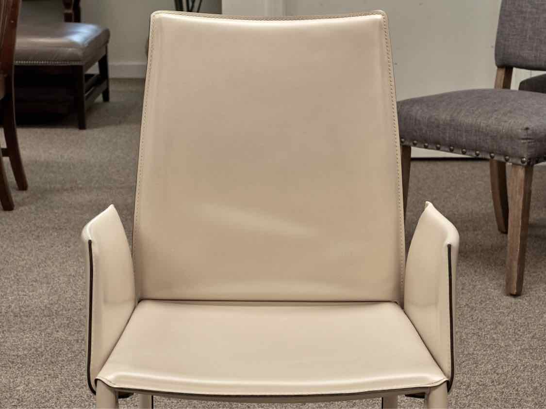Pair of Bontempi Casa Linda Leather Arm Chairs in Cream