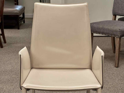 Pair of Bontempi Casa Linda Leather Arm Chairs in Cream
