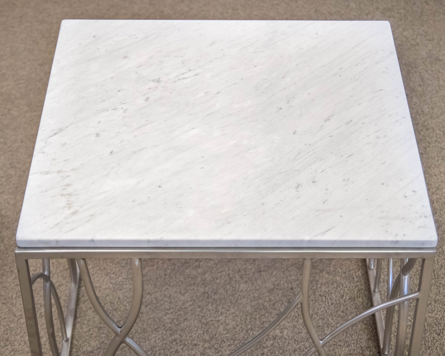 Pair of Silver Base Stone Top Side Tables