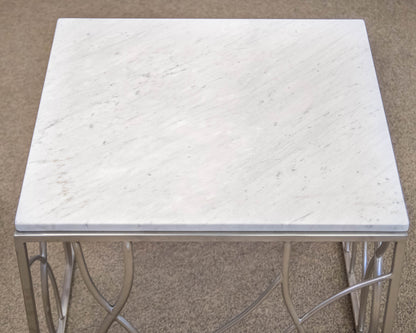 Pair of Silver Base Stone Top Side Tables