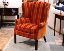 Red Striped Wingback Chair