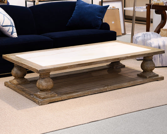 Arhaus Rustic Marble Top Cocktail Table