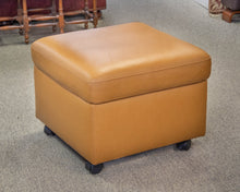 Ekornes Camel Leather Square Storage Ottoman