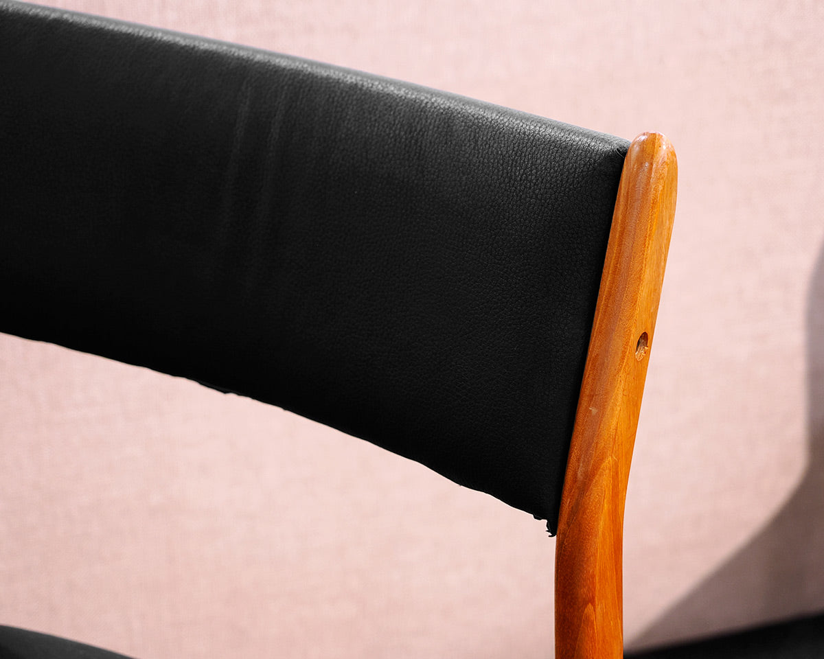 Four Solid Teak Chairs w/ Black