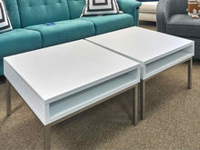 Pair of Global Furniture Contemporary White Side Tables with Chrome Legs